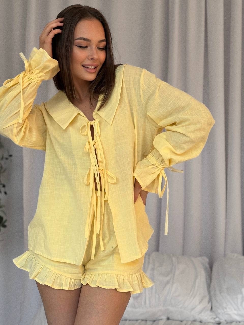 костюм с шортами,женский костюм,,костюм льняной с шортами и рубашкой