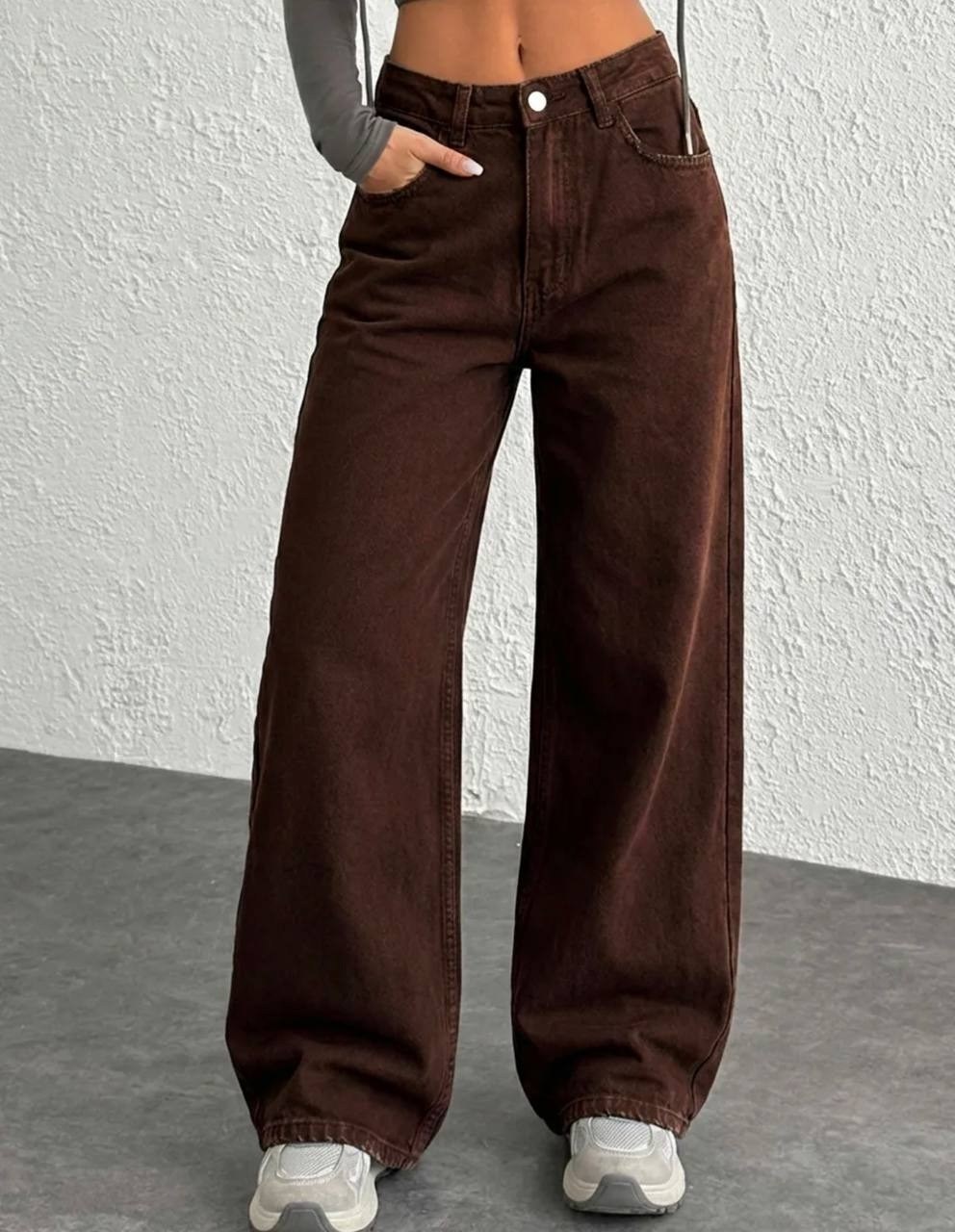 коричневые джинсы женские,коричневые джинсы,джинсы широкие коричневые,широкие джинсы с высокой посадкой цвет: коричневый,женские широкие джинсы цвет коричневый