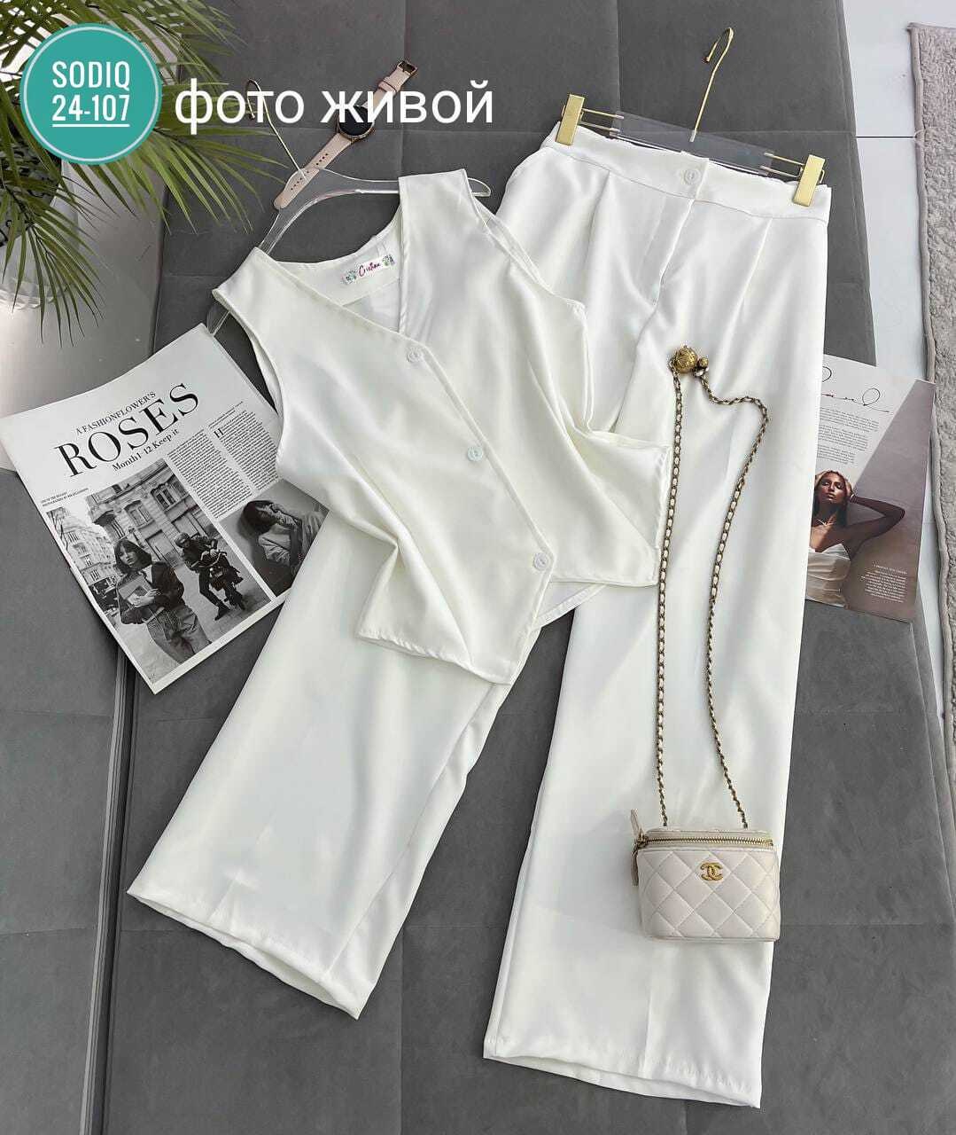 брючный костюм,белый брючный костюм,женский брючный костюм,костюм брючный палаццо,брючный летний костюм