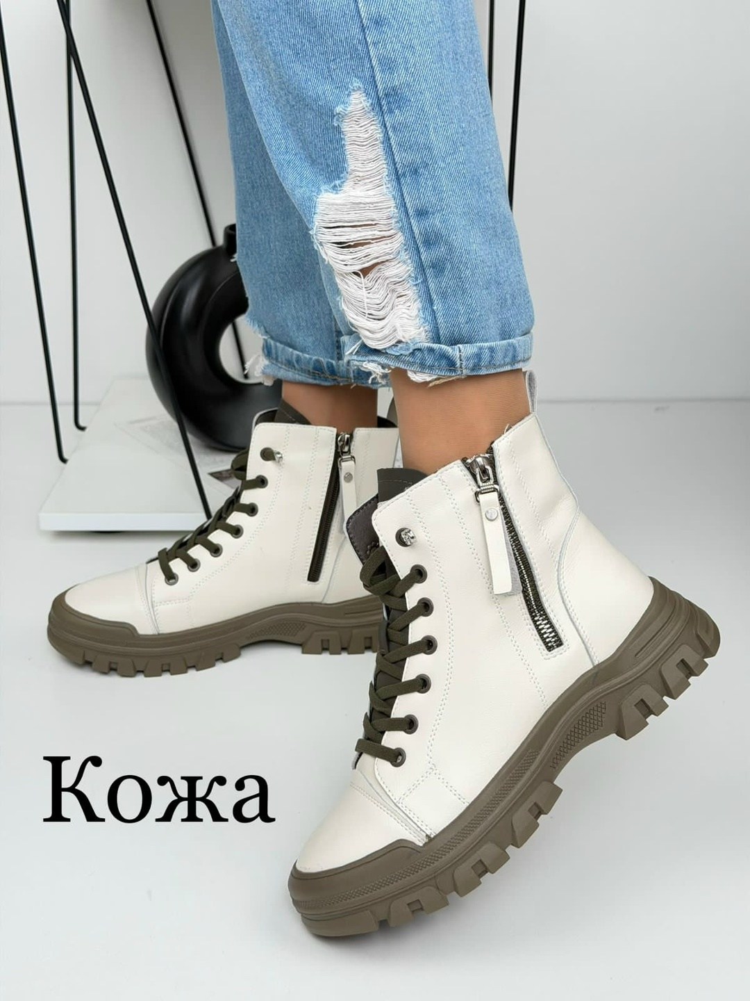 зимние ботинки женские белые натуральная кожа на шнуровке kronstep 43511959,женские ботинки,,женская ,женская зимняя