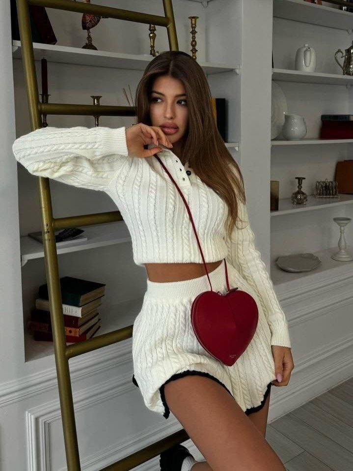 вязаный костюм с юбкой,женский костюм вязаный,вязаный костюм женский с юбкой,костюм вязаный юбка с кофтой теплый jelika,кофта с юбкой