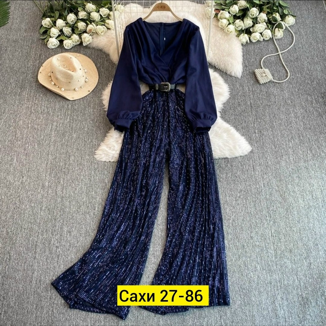 элегантные комбинезоны,брючный костюм элегантный,комплект одежды женские,женские комбинезоны,комбинезон с широкими штанинами