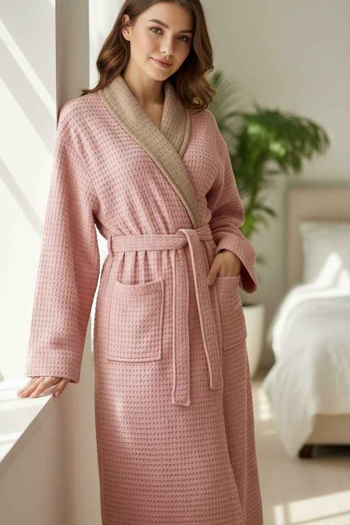 женский вафельный халат,вафельный халат,халат банный женский вафельный comfy home кх-вж,comfy home халат банный женский вафельный,халат домашний вафельный