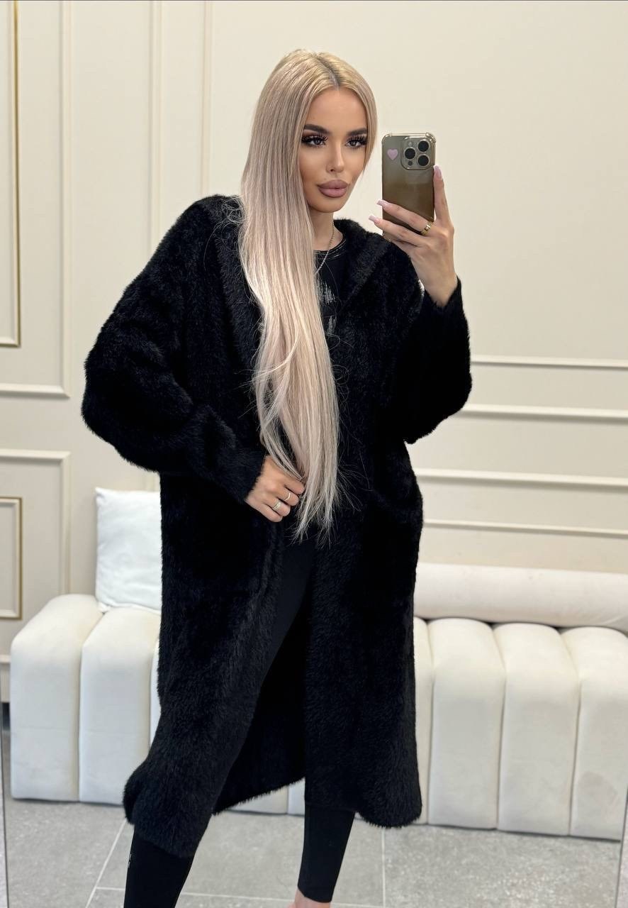 кардиган альпака,пальто кардиган,кардиган удлиненный,кардиган,шуба искусственная длинная с капюшоном f naz furs