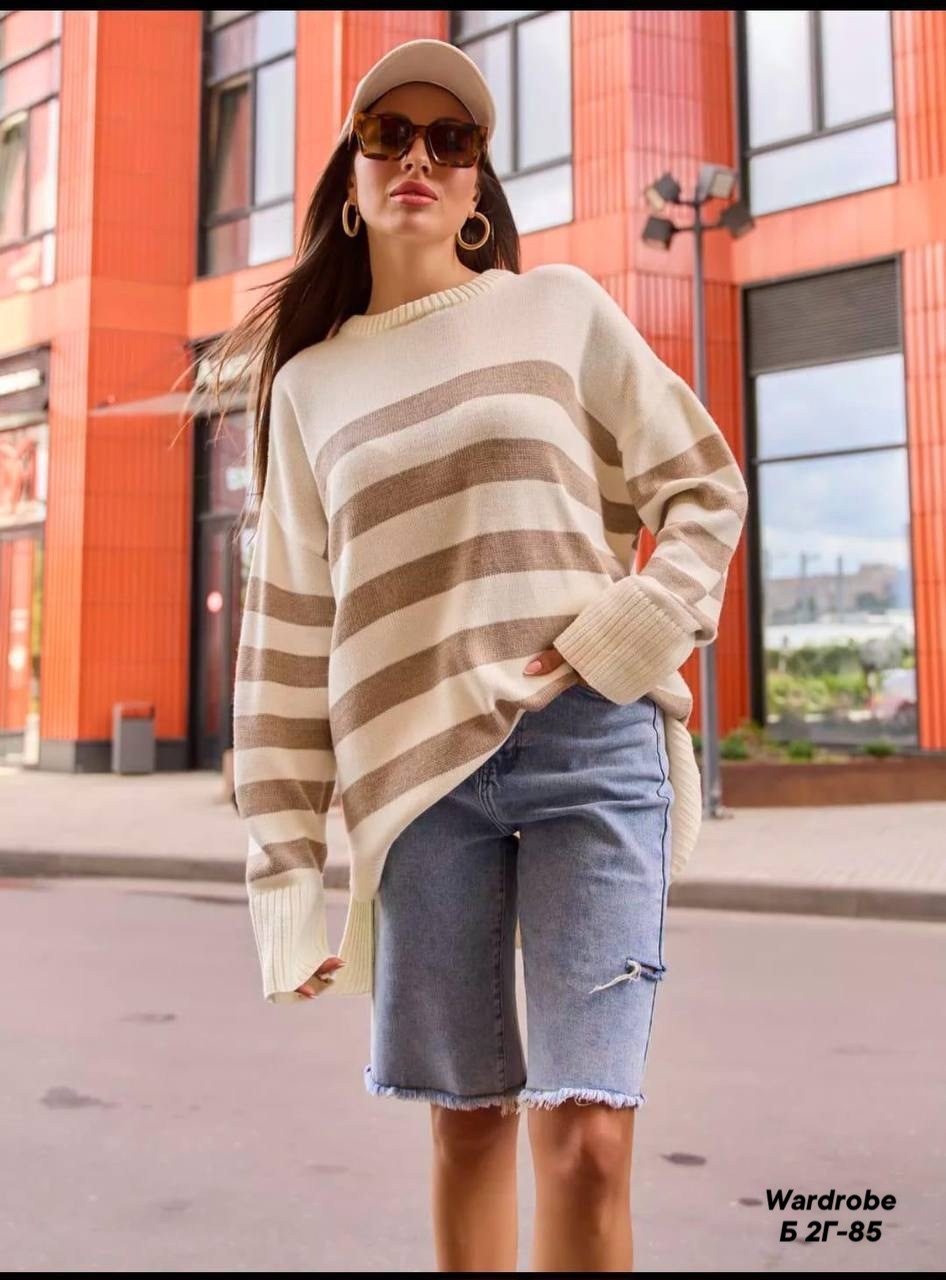 свитер оверсайз удлиненный вязаный джемпер,свитер,женская кофта,женский свитер,женский свитер в полоску