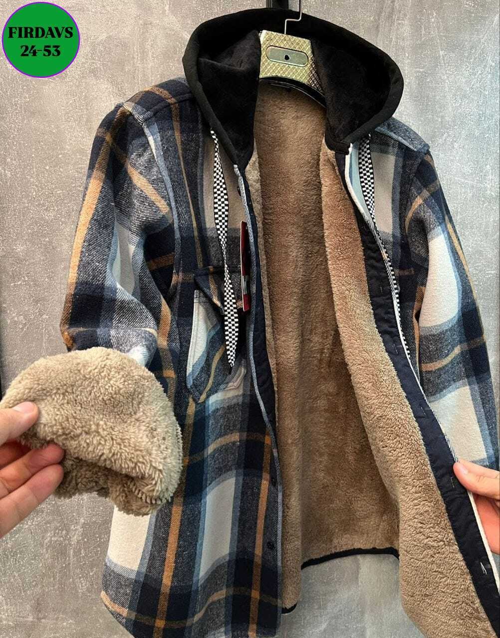рубашка теплая на меху,клетчатая куртка,рубашка с капюшоном,рубашка на меху,рубашка теплая в клетку с капюшоном