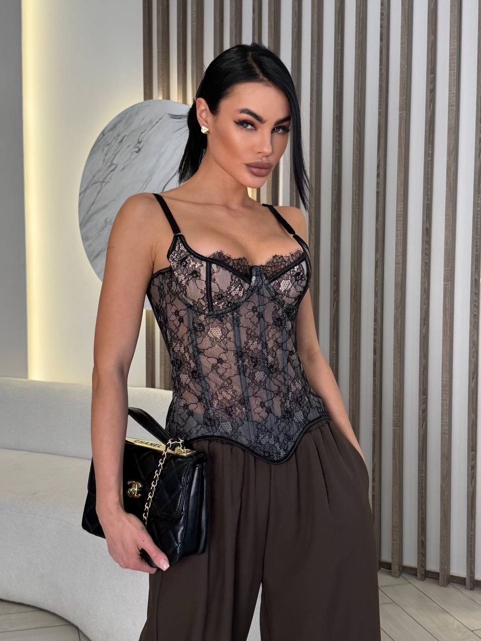 корсет мода,брюки шелковые,широкие брюки,модные наряды