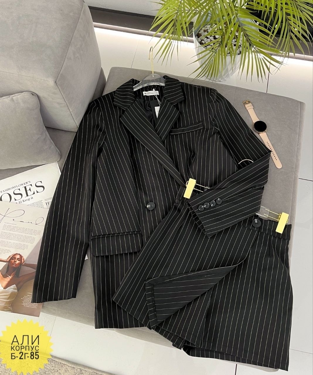 женские костюмы,костюм женский с мини юбкой,костюм,костюм пиджак,жакет удлинённый оверсайз серый в полоску