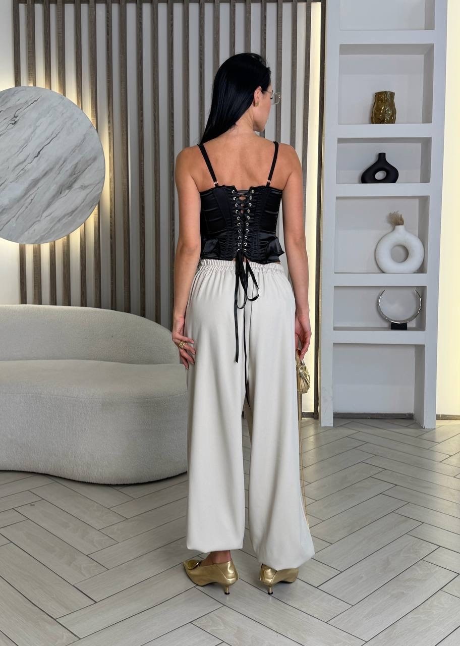 брюки палаццо,корсет с брюками палаццо,атласные брюки женские,шелковые штаны