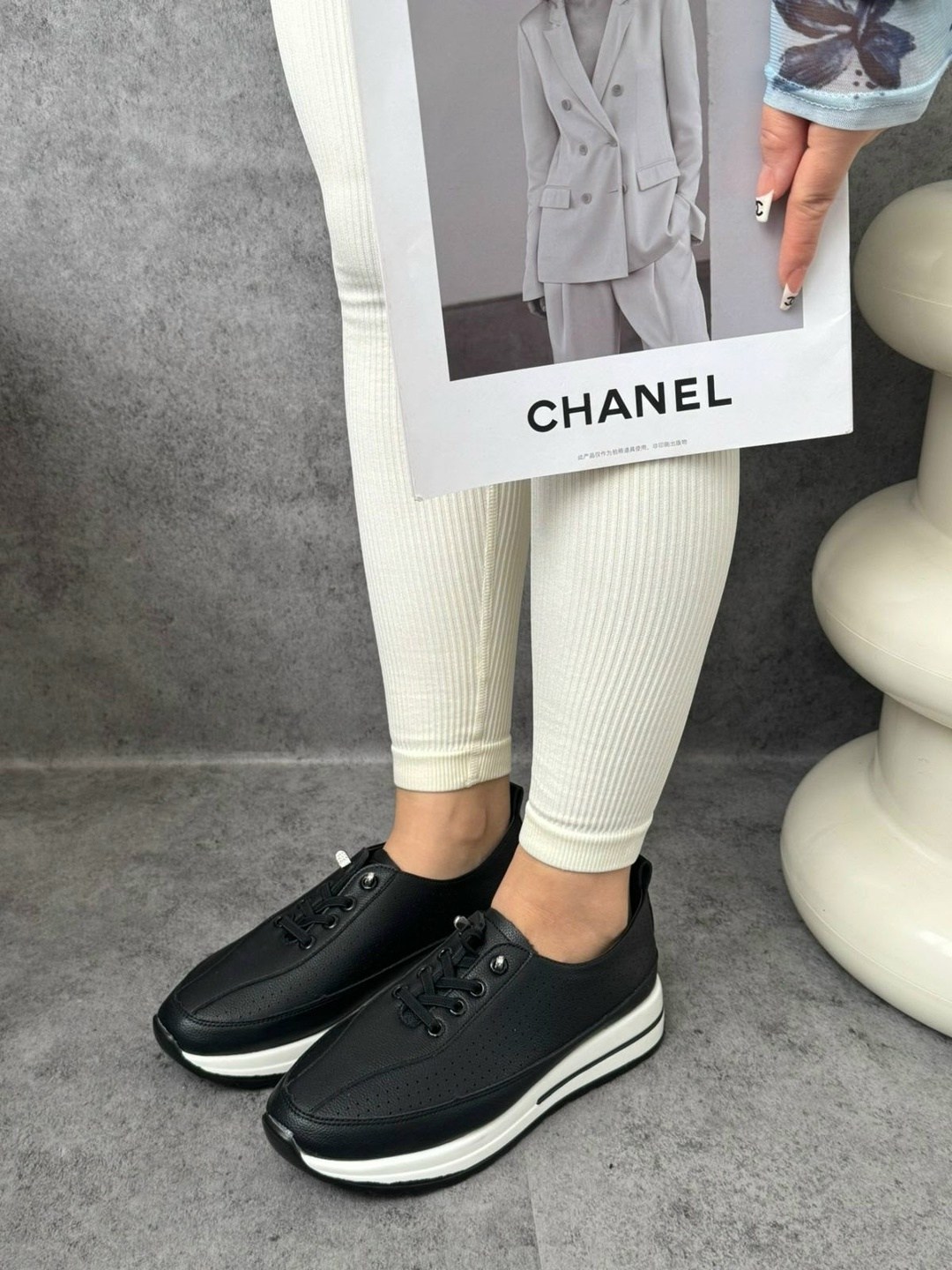 ,кроссовки женскиe,кроссовки chanel женские,chanel кроссовки,кеды chanel premium shoes цвет черный