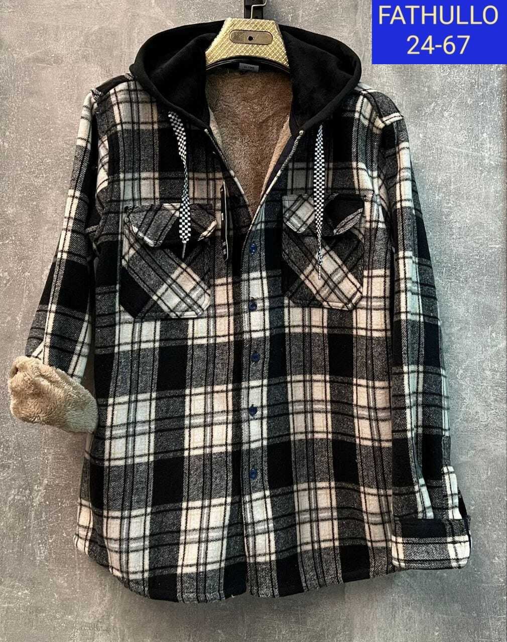рубашка теплая на меху,клетчатая куртка,рубашка с капюшоном,рубашка на меху,рубашка теплая в клетку с капюшоном