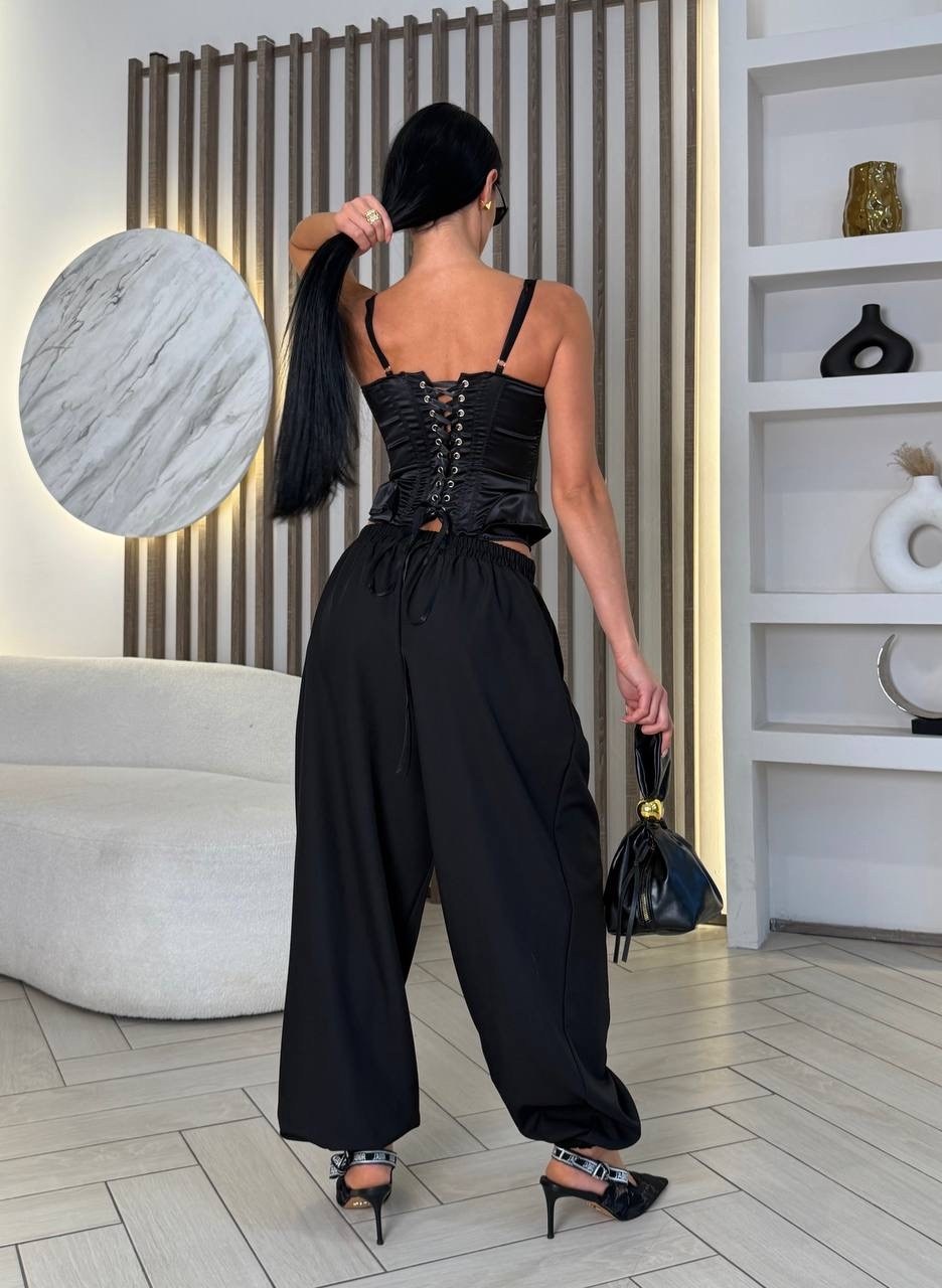 костюм женский,брюки широкие,топ корсет,одежда в стиле