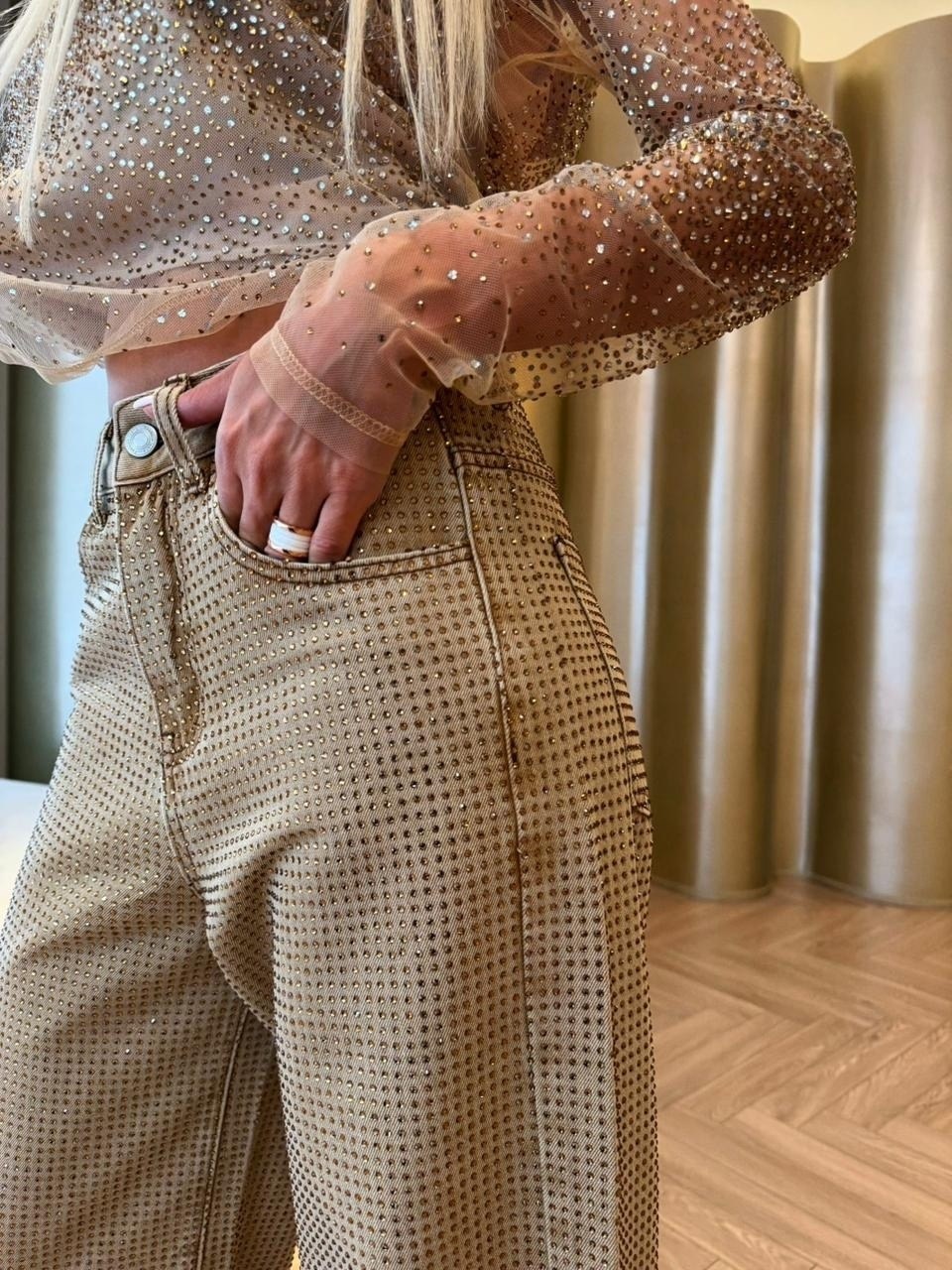 модные наряды,прозрачные брюки,брюки со стразами,женская сексуальная сетчатая прозрачная футболка с блестящими стразами в сеточку