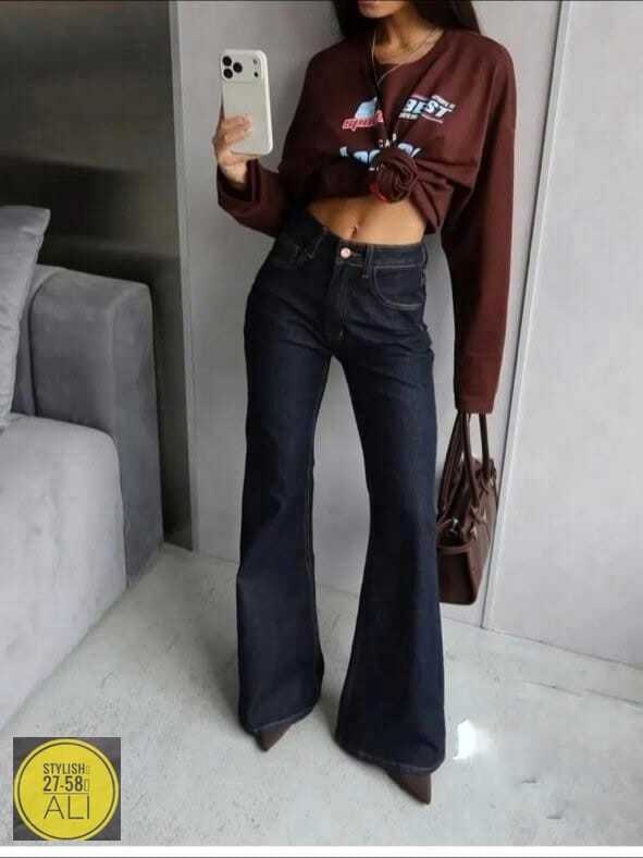 расклешенные джинсы,женские джинсовые брюки-клеш с завышенной талией,джинсы клёш женские,джинсы современные,джинсы для женщин