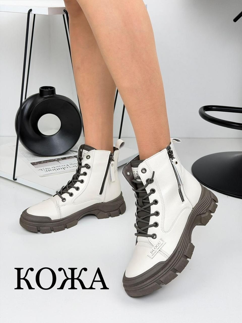 зимние ботинки женские белые натуральная кожа на шнуровке kronstep 43511959,женские ботинки,,ботинки,женская