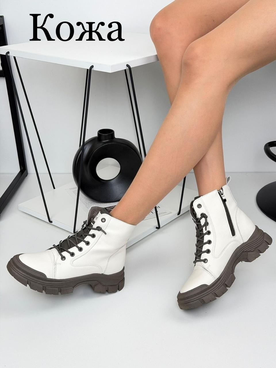 зимние ботинки женские белые натуральная кожа на шнуровке kronstep 43511959,женские ботинки,,ботинки,женская