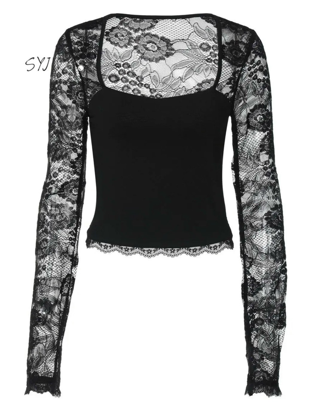 сексуальный облегающий топ с длинными рукавами и кружевом l коричневый,женская кофта,кружевной топ,топ с длинными рукавами,облегающий топ с длинными рукавами