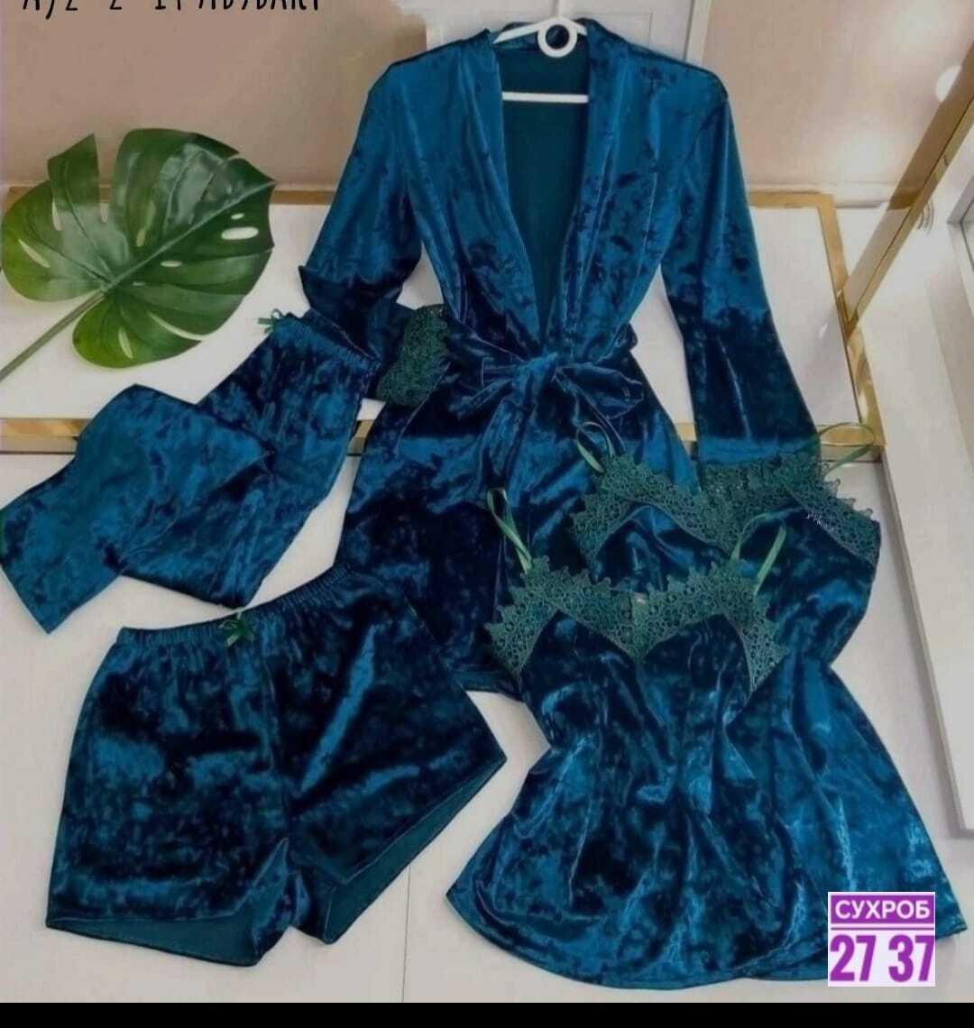 пижама женская бархатная комплект,комплект пижама,женская пижама комплект,пижама женская 4ка велюр,женская пижама бархат 4 в 1