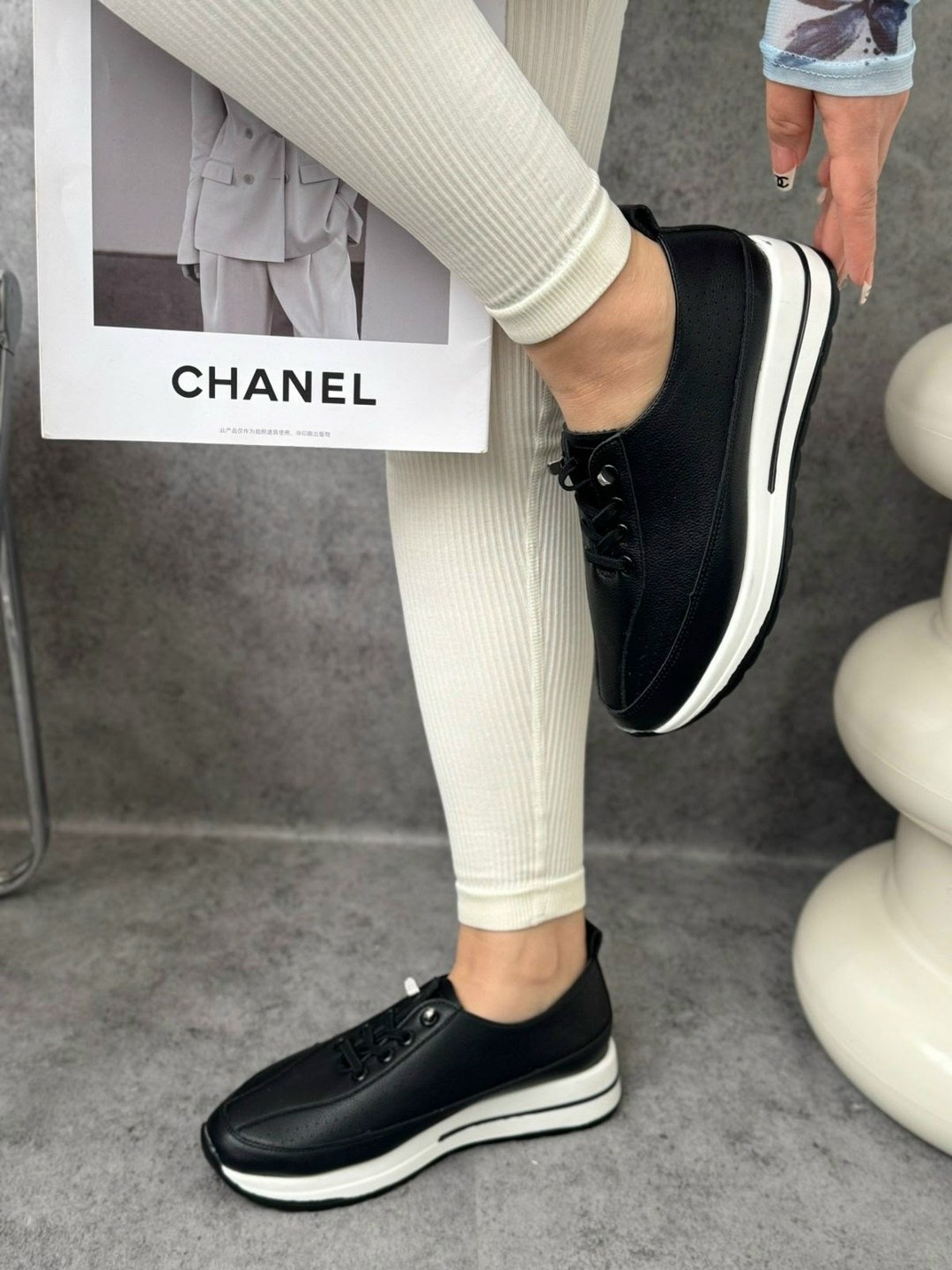 ,кроссовки женскиe,кроссовки chanel женские,chanel кроссовки,кеды chanel premium shoes цвет черный