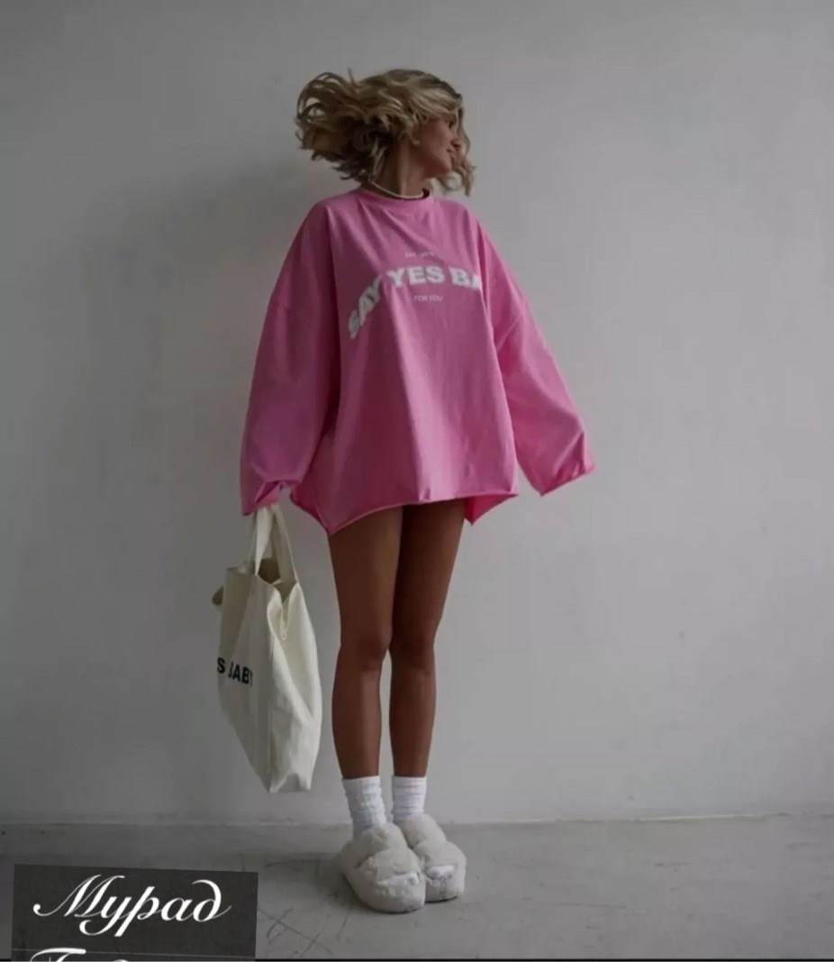 лонгслив женский оверсайз,женский свитшот,лонгслив say yes baby в нежном розовом цвете,свитшот женский оверсайз nams цвет розовый,свитшот женский оверсайз nams
