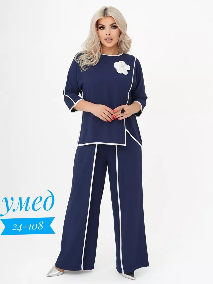 костюм брючный нарядный праздничный вечерний pimari,женский костюм голубой,брючный костюм,брючный женский костюм,брючный костюм с туникой женский