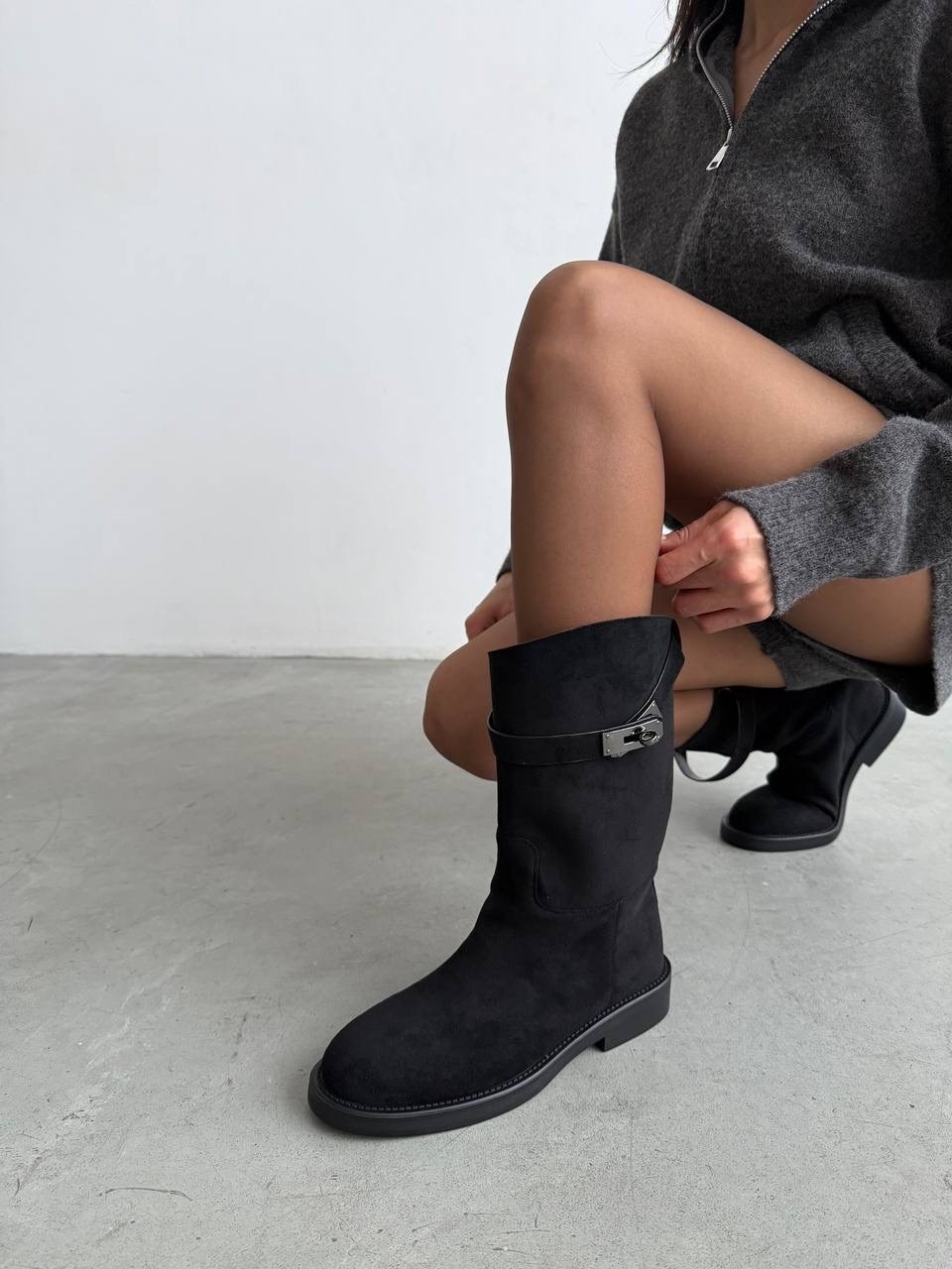 ,сапоги женские демисезонные замшевые j.macabu,сапожки,замшевые женские сапоги,сапоги женские демисезонные замшевые j.macabu цвет черный