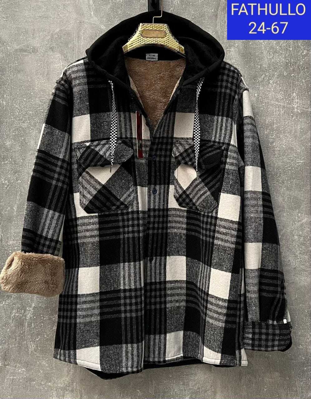 рубашка теплая на меху,клетчатая куртка,рубашка с капюшоном,рубашка на меху,рубашка теплая в клетку с капюшоном