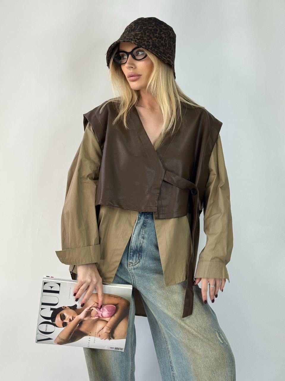 кожаная куртка,кожаный жилет,женская жилетка,жилет ассиметричный кожаный