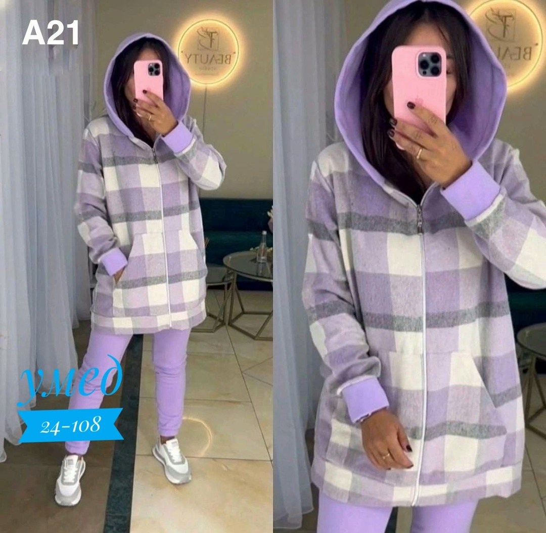 костюм двойка женский,женский костюм на флисе,костюм двойка кашемир,рубашка оверсайз в клетку с капюшоном,спортивный женский костюм двойка на флисе в клетку