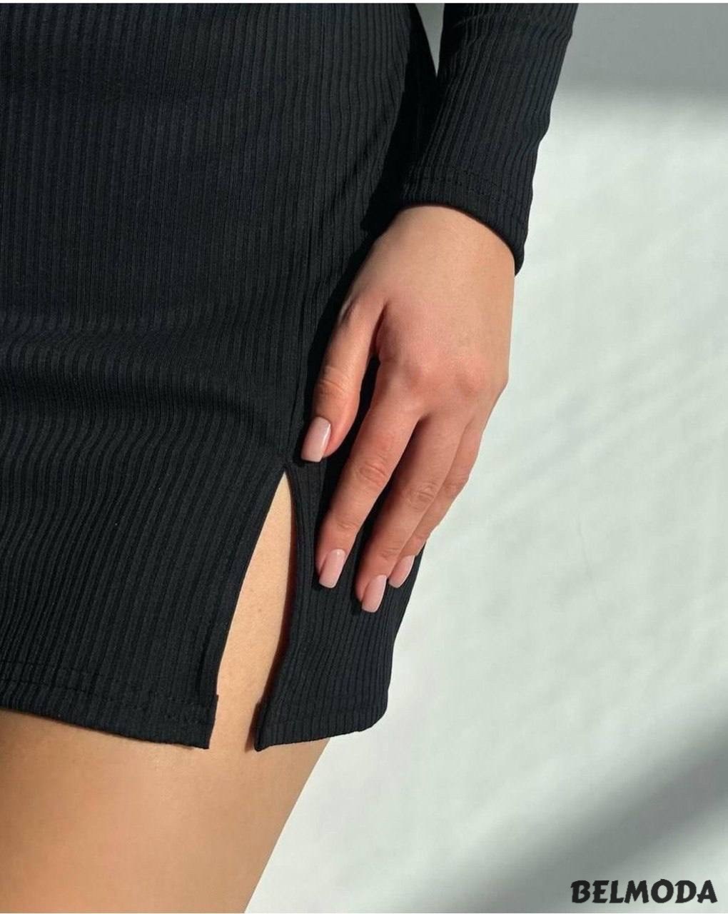 платье лапша,платье лапша женское арт.4367391,женское платье минидиор черное с разрезом,платье в рубчик мини,облегающее платье