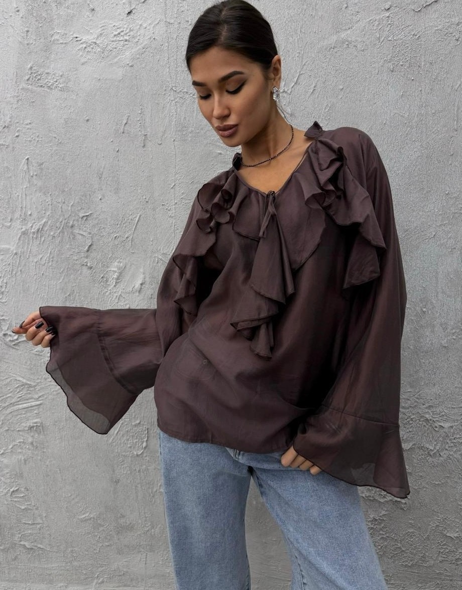 блузка с оборками,шифоновая рубашка с рюшами,женская блузка,блузка в стиле бохо,блузы женские