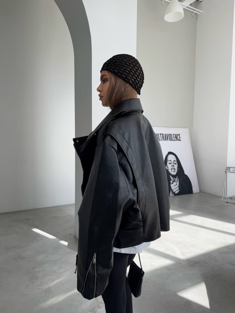 куртка косуха h&f b женская оверсайз арт: 28918766,куртка косуха,кожаная куртка,кожаная куртка оверсайз,женская кожаная куртка косуха оверсайз