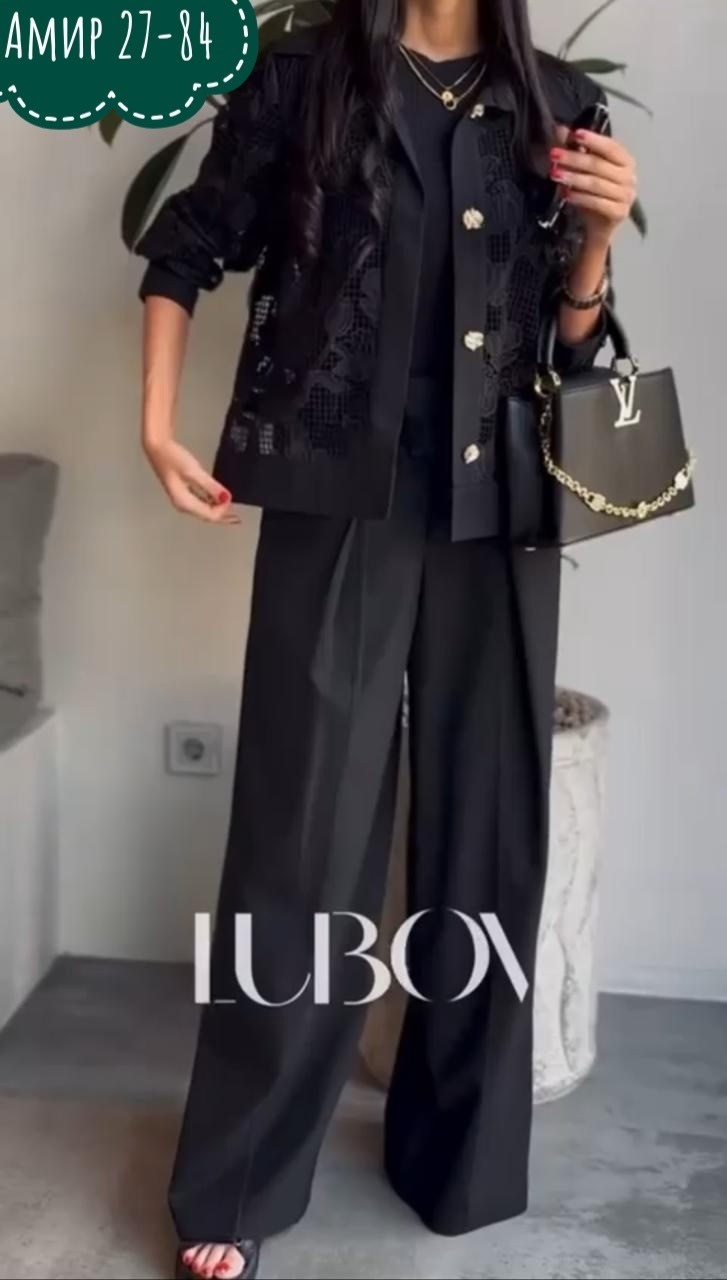 костюм женский с брюками палаццо,брючный костюм,костюм кроп-жакет+ брюки палаццо,костюм с брюками палаццо,брючный костюм с пиджаком
