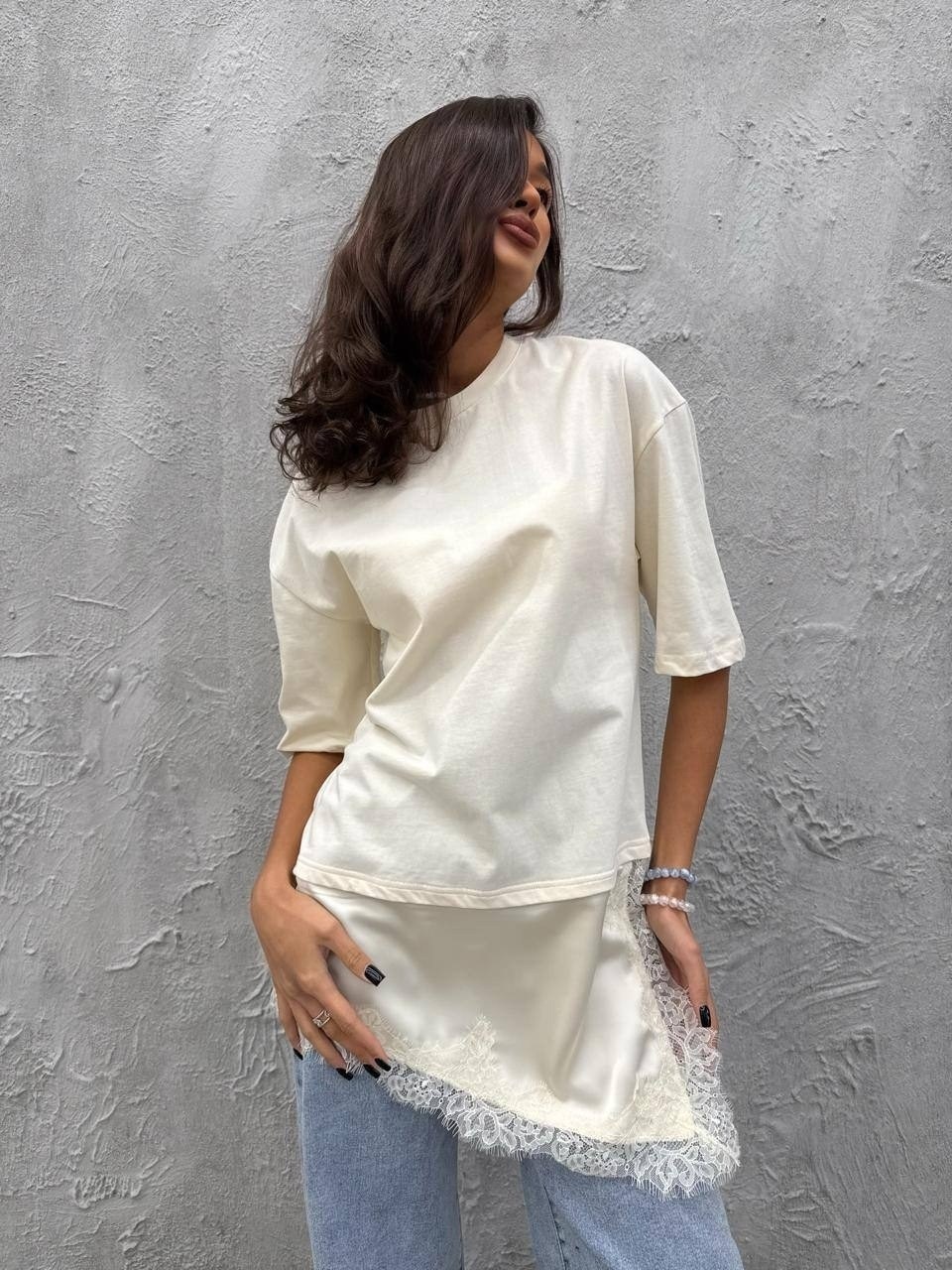 футболка с кружевами,женская футболка,футболка белая однотонная,футболки женские оверсайз,белая футболка оверсайз