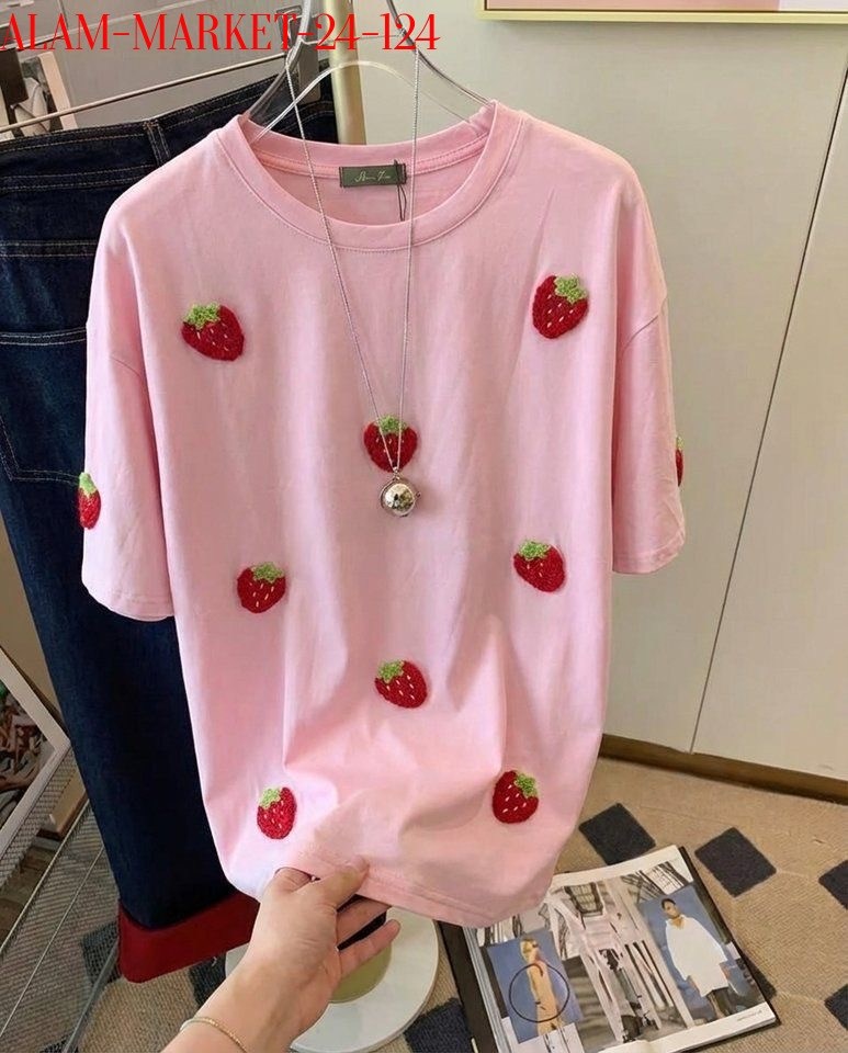 футболки для женщин,женская футболка,футболки оверсайз,свитер оверсайз вязаный с вишенками sanama,свитер оверсайз