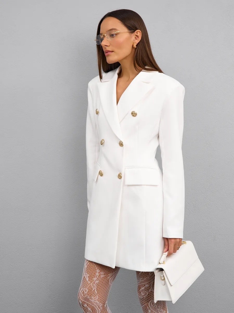 платье пиджак белое,платье пиджак,белое платье жакет,платье-пиджак женское,двубортное платье пиджак