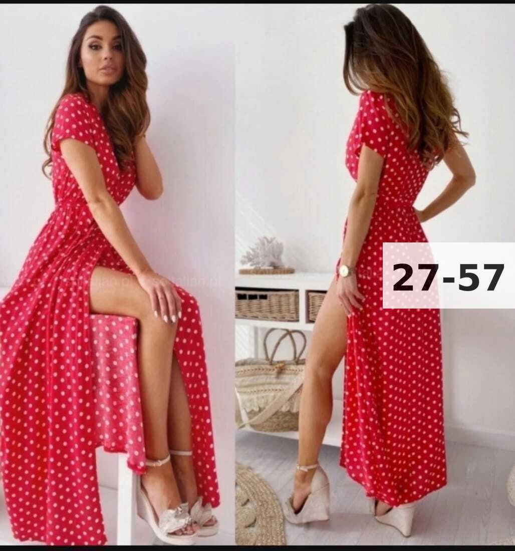 женское платье в горошек,женское платье,красное платье в горошек,платье,удлиненное платье