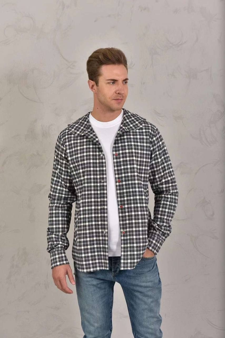рубашка мужская с капюшоном,рубашка с капюшоном,рубашка мужская в клетку,куртка рубашка мужская,рубашка китон с капюшоном мужская