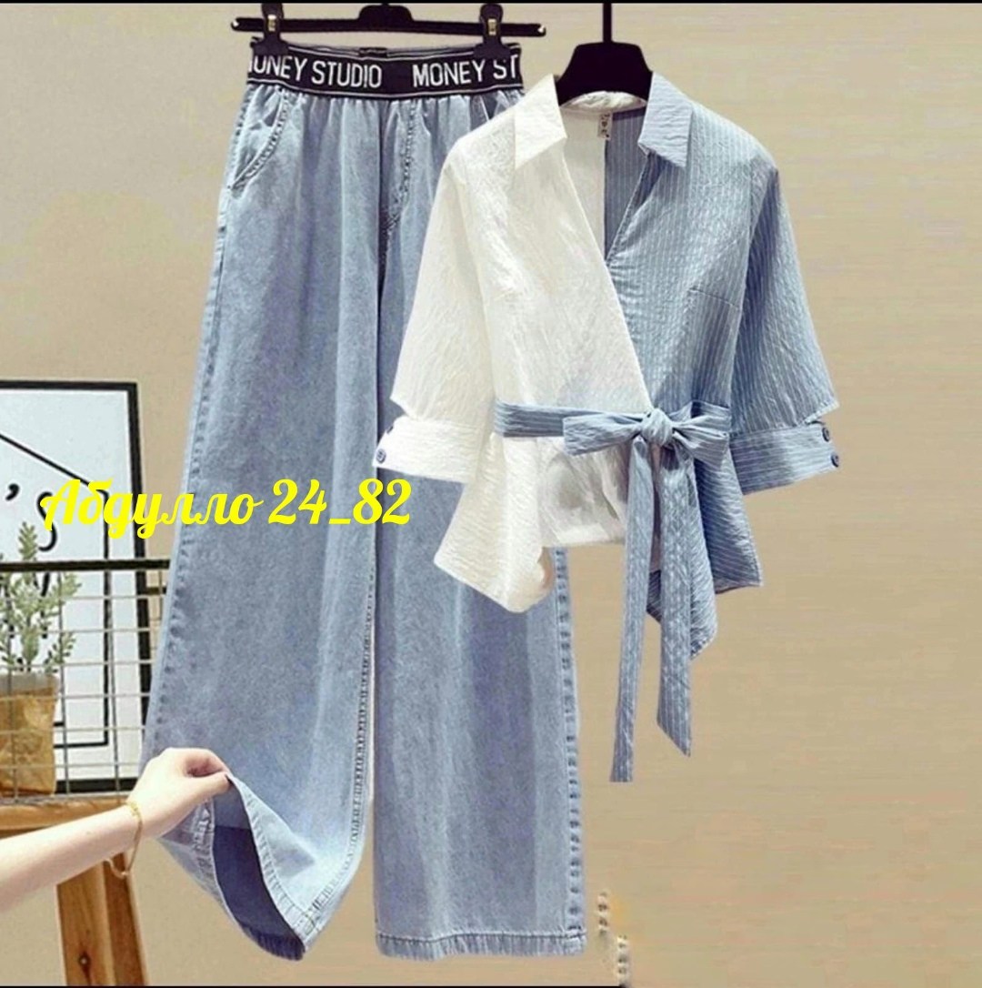 комплект одежды женские,джинсы в корейском стиле,женские летние костюмы,женский летний комплект из двух предметов,комплект одежды