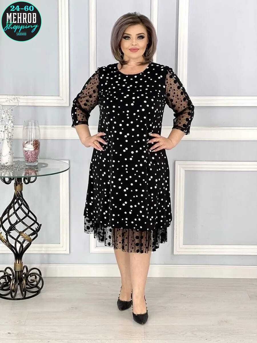 платье женское праздничное больших размеров,платье женское больших размеров,платье больших размеров,вечернее платье больших размеров нарядное в горошек saliya brand,платье