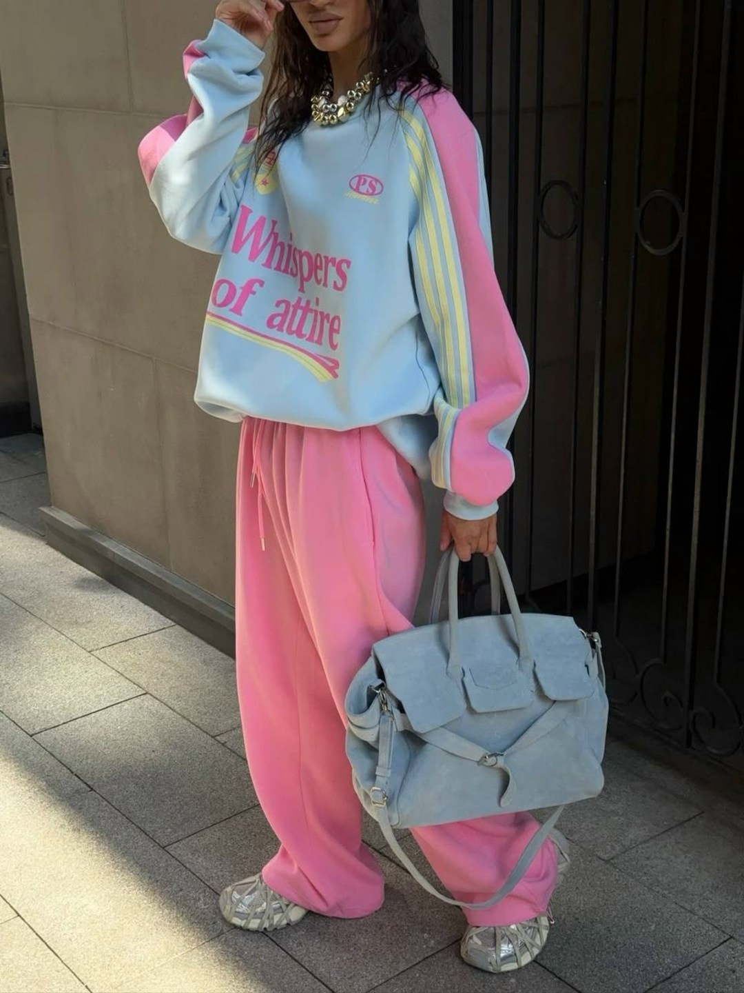 свитшот attire свободного кроя,брюки свободные,спортивный брюки,широкие брюки