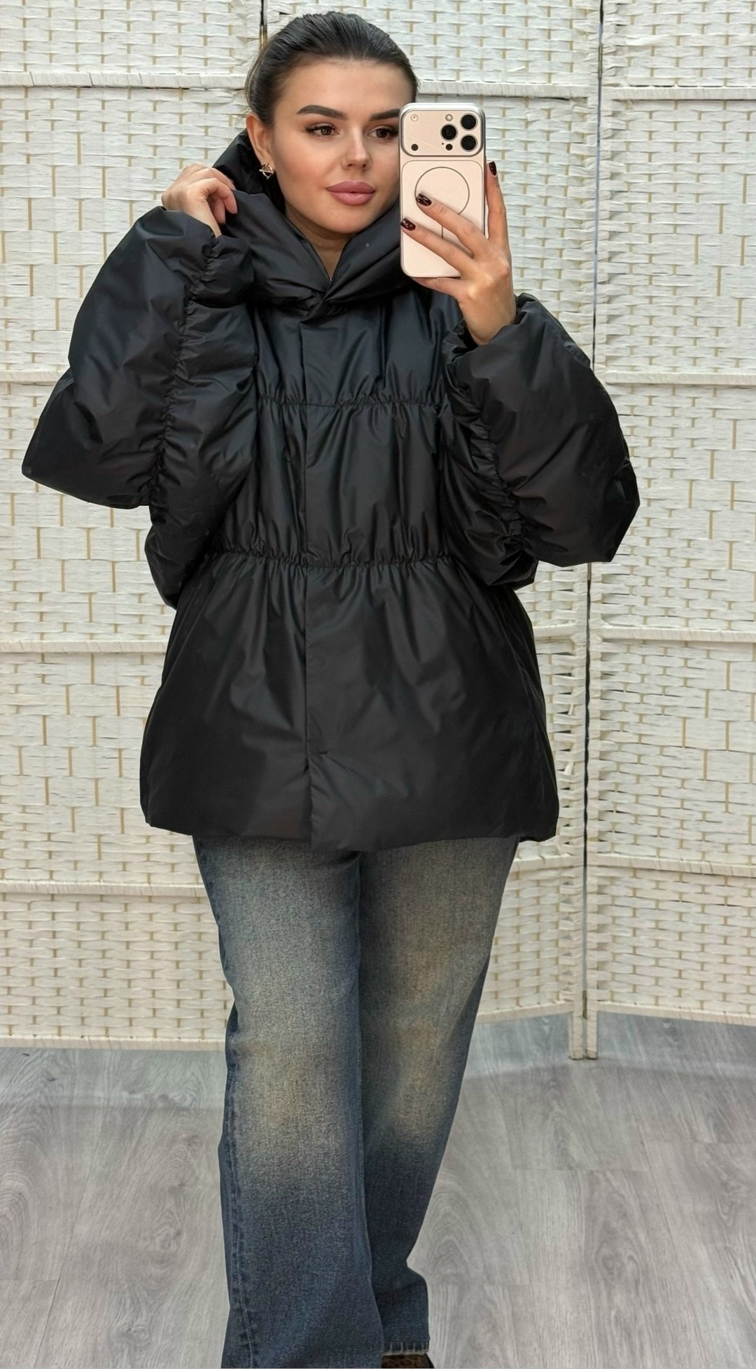 куртка стеганая оверсайз с капюшоном okxana utova brand,женская куртка оверсайз 27883 (коричневый),куртка оверсайз,куртка оверсайз демисезонная,демисезонная куртка