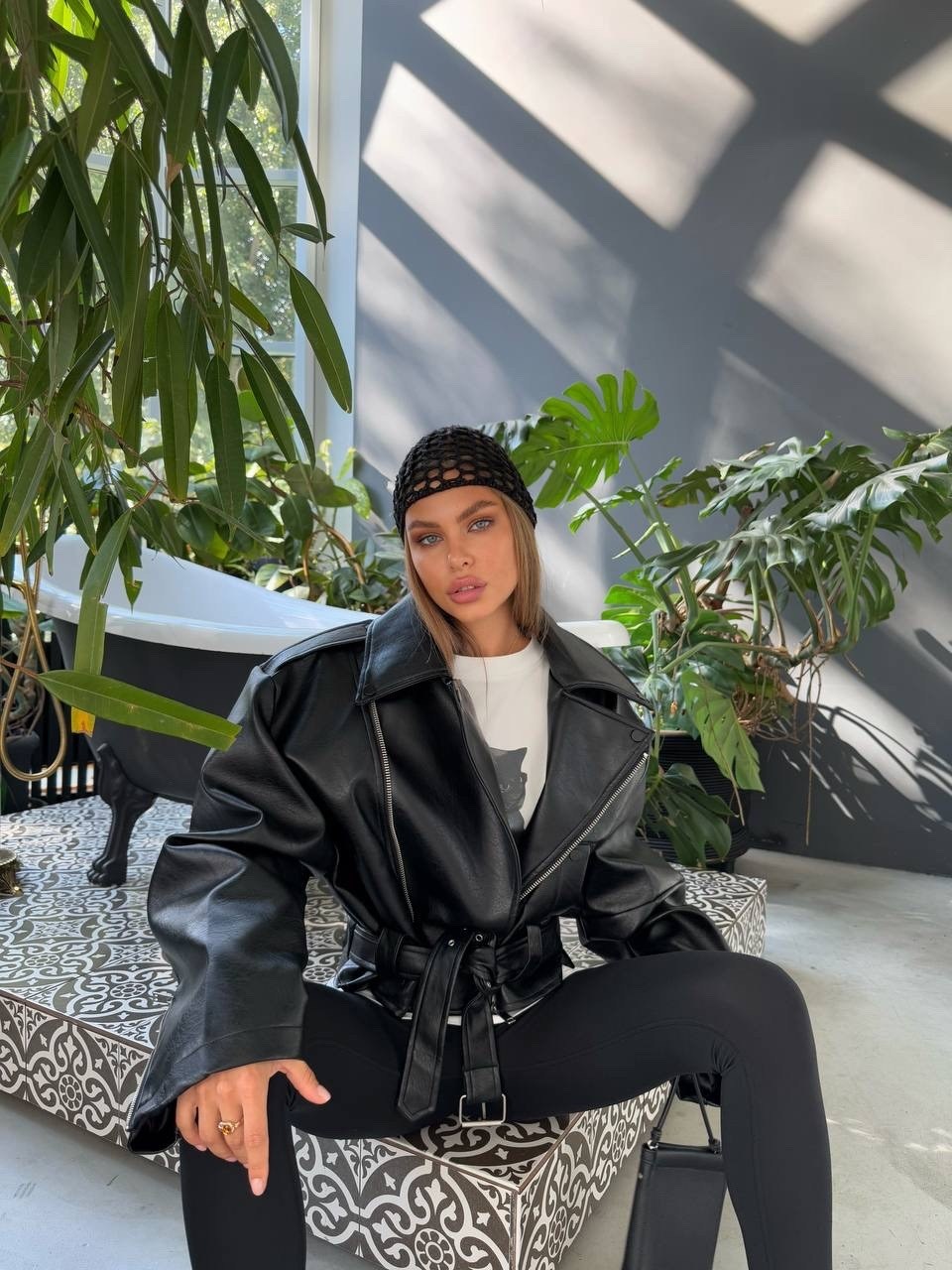 куртка косуха h&f b женская оверсайз арт: 28918766,куртка косуха,кожаная куртка,кожаная куртка оверсайз,женская кожаная куртка косуха оверсайз