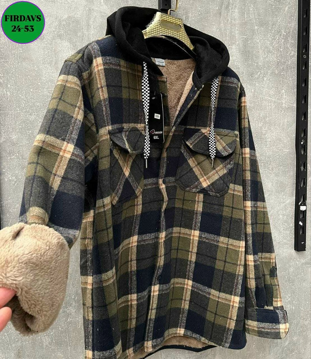 рубашка теплая на меху,клетчатая куртка,рубашка с капюшоном,рубашка на меху,рубашка теплая в клетку с капюшоном