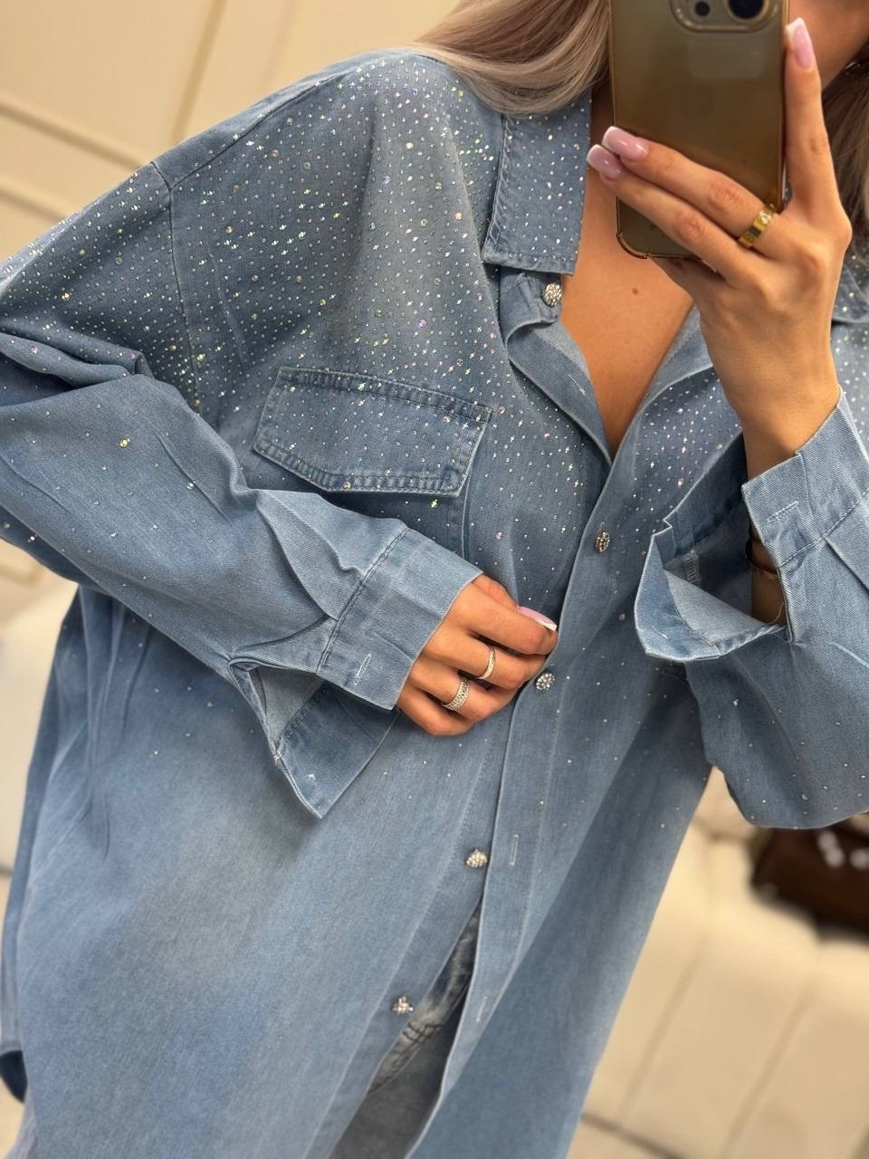 женская джинсовая рубашка,джинсовая блузка,джинсовая рубашка,рубашка со стразами,женская рубашка