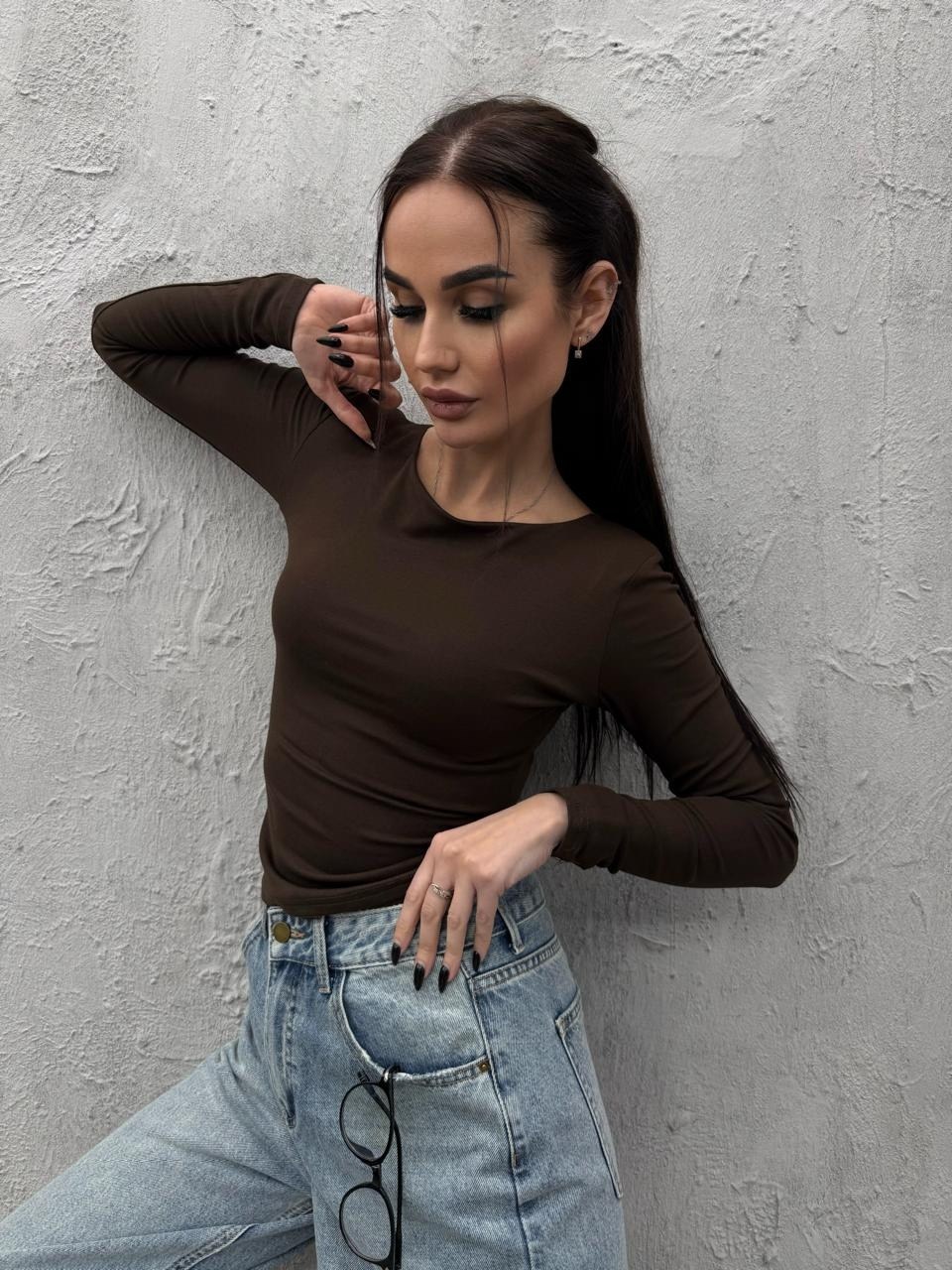 лонгслив базовый скимс утягивающий укороченный облегающий yes.body цвет мокко,лонгслив женский,лонгслив каре,кофта женская,лонгслив skims облегающий укороченный длинный рукав хлопок