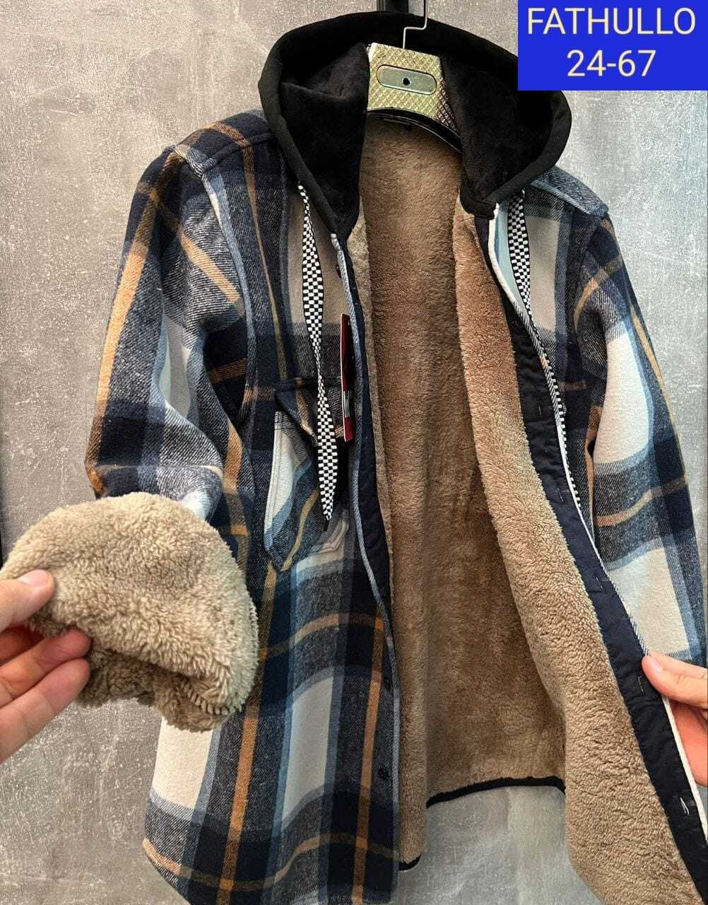 рубашка теплая на меху,клетчатая куртка,рубашка с капюшоном,рубашка на меху,рубашка теплая в клетку с капюшоном