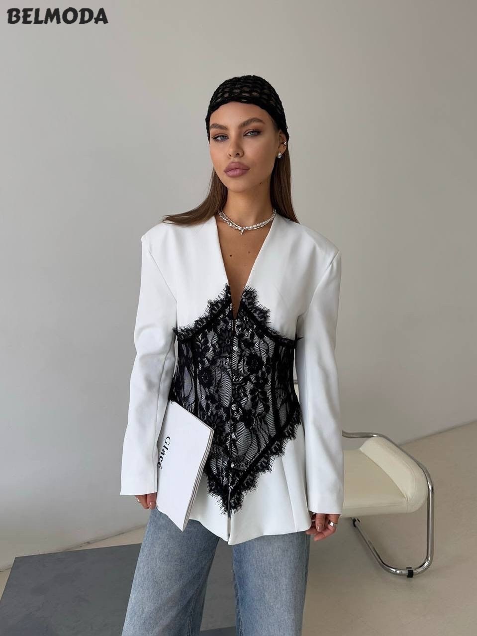 женские жакеты,жакет (пиджак) beauty annette a5408 белый,жакет,женский кружевной пиджак,пиджак с кружевом