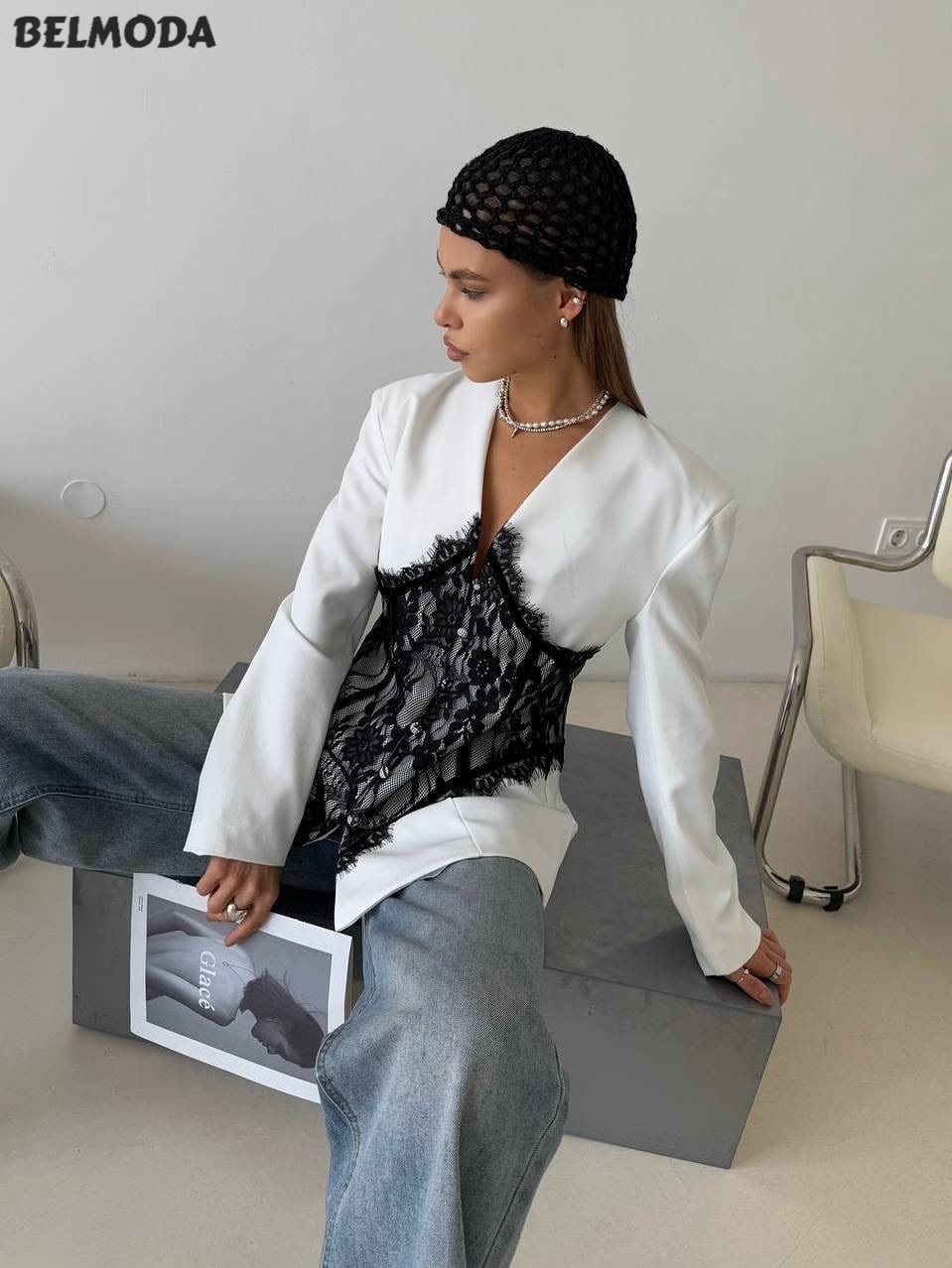 женские жакеты,жакет (пиджак) beauty annette a5408 белый,жакет,женский кружевной пиджак,пиджак с кружевом