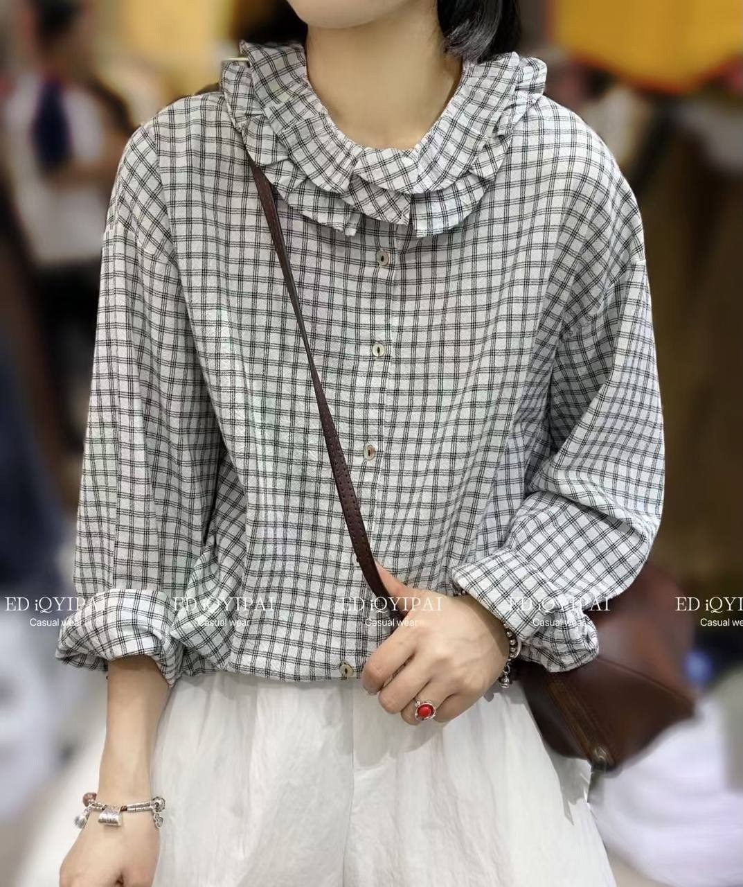 женская рубашка в клетку,женская рубашка,блузка с оборками,клетчатая рубашка женская,блузка рубашка